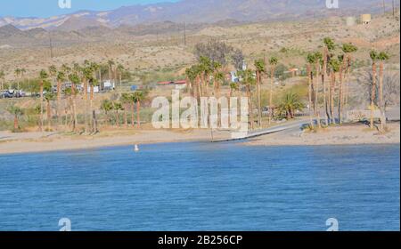 Davis Camp Boat Ramp Sul Fiume Colorado A Bullhead, Mohave County, Arizona Usa Foto Stock