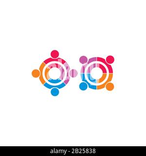 colorato cerchio persone riunione vettore logo Illustrazione Vettoriale