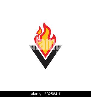 lettera v flame fire semplice vettore di logo di movimento Illustrazione Vettoriale
