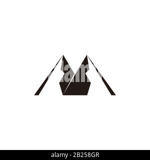 lettera m montagna geometrico semplice negativo spazio vettore logo Illustrazione Vettoriale