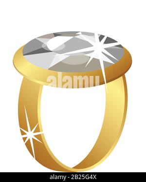 Icona anello di diamante grande. Cartone animato di grande diamante anello icona vettore per web design isolato su sfondo bianco Illustrazione Vettoriale