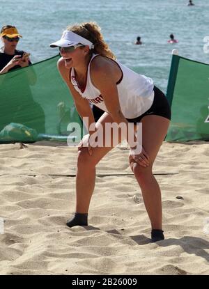 22 febbraio 2020 - Stanford Cardinal Kat Anderson n. 1 durante una partita lo Stanford Cardinal e l'UCLA Bruins a Queen's Beach Waikiki a Honolulu, HI - Michael Sullivan/CSM Foto Stock