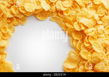 Cornice dorata piena con spazio vuoto circolare al centro come visto dall'alto. Vista dall'alto. Foto Stock