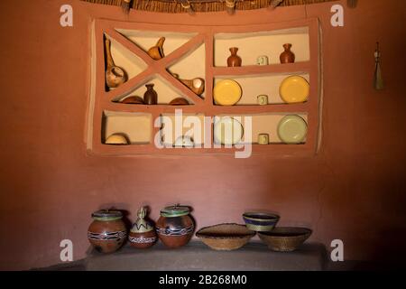 Interni Tradizionali Basotho, Thaba Bosiu Cultural Village, Lesotho Foto Stock