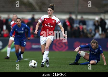 Dominique Bloodworth of Arsenal durante l'Arsenal Women vs Chelsea Women, fa Women's Super League Football al Meadow Park il 13th gennaio 2019 Foto Stock