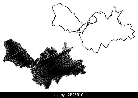 Lille City (Repubblica francese, Francia) mappa vettore illustrazione, abbozzare schizzo Città di Lille mappa Illustrazione Vettoriale