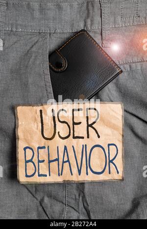Scrittura manuale del testo comportamento dell'utente. La foto concettuale si concentra sull'attività dell'utente anziché sull'indicatore di minaccia statica piccolo portafoglio all'interno dell'uomo Foto Stock