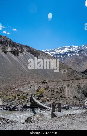 Paesaggio di Mane villaggio, Spiti Valley, Himachal Pradesh, India. Foto Stock