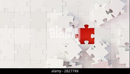 Jigsaw sfondo tridimensionale, con un leader; rendering 3d originale Foto Stock