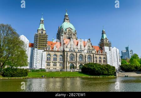 Neues Rathaus, Maschteich, Hannover, Niedersachsen, Deutschland Foto Stock