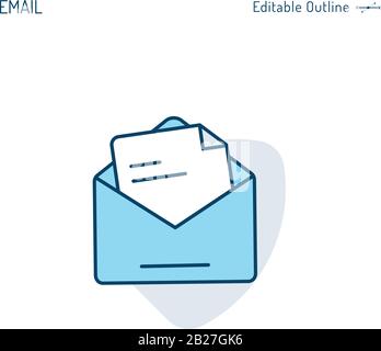 Icona e-mail, icona posta in arrivo, Contattaci, Scrivi a noi, servizi aziendali, Ricevi messaggi, comunicazione, email marketing, tratto modificabile Illustrazione Vettoriale