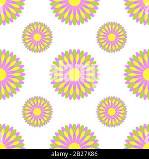 Colorato motivo senza cuciture di fiori astratti su uno sfondo bianco. Semplice illustrazione del vettore piatto. Per il design di carta da parati, tessuto, involucro Illustrazione Vettoriale