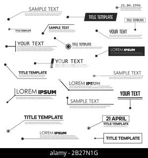 Titoli callout digitali. Modelli vettoriali, banner Illustrazione Vettoriale