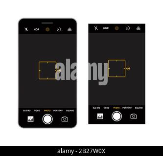 Modello del mirino della fotocamera dello smartphone. Registrazione della fotocamera. Illustrazione del vettore Illustrazione Vettoriale