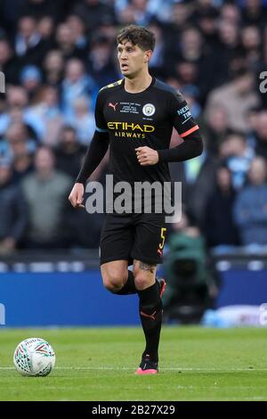 Londra, Regno Unito. 01st Mar, 2020. John Stones of Manchester City durante la finale della Carabao Cup tra Aston Villa e Manchester City allo stadio di Wembley il 1st marzo 2020 a Londra, Inghilterra. (Foto di Paul Chesterton/phcimages.com) Credit: PHC Images/Alamy Live News Foto Stock