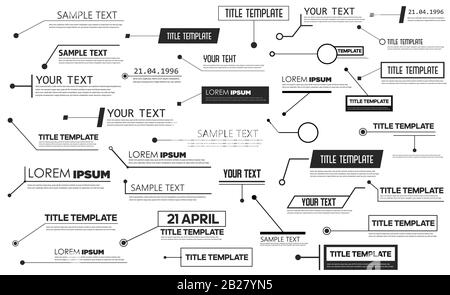 Titoli callout digitali. Modelli vettoriali, banner Illustrazione Vettoriale