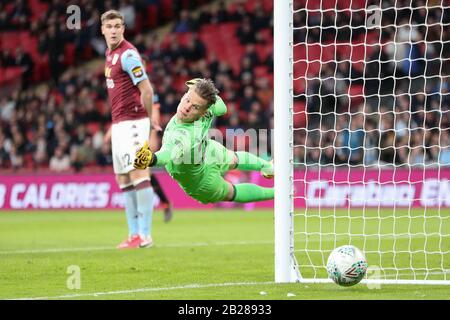 Londra, Regno Unito. 1st marzo 2020. Orjan Nyland (25) di Aston Villa durante la finale della Coppa Carabao tra Aston Villa e Manchester City allo Stadio di Wembley, Londra, domenica 1st marzo 2020. (Credit: Jon Bromley | MI News) La Fotografia può essere utilizzata solo per scopi editoriali di giornali e/o riviste, licenza richiesta per uso commerciale Credit: Mi News & Sport /Alamy Live News Foto Stock