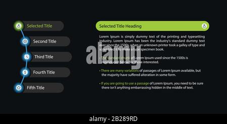 Infografica sui passaggi elencati, modello infografico aziendale, modello di valutazione, presentazione in PowerPoint Illustrazione Vettoriale
