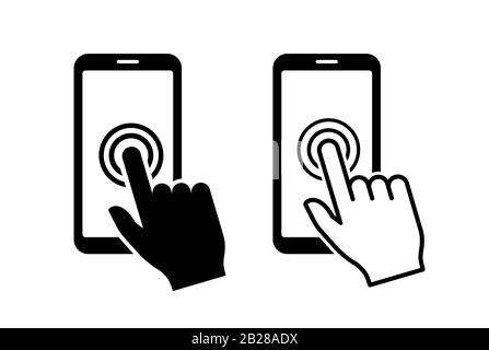 Icona dello smartphone con schermo a sfioramento. Fare clic sullo smartphone. Icona vettore Illustrazione Vettoriale