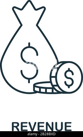 Icona delle entrate provenienti dalla raccolta del crowdfunding. Icona Simple Line Revenue per modelli, web design e infografiche Illustrazione Vettoriale
