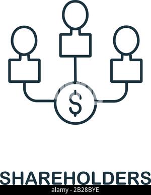 Icona azionisti. Elemento di linea semplice simbolo Azionisti per modelli, web design e infografiche Illustrazione Vettoriale