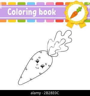 Libro da colorare per i bambini. Carattere allegro. Illustrazione Vettoriale. Cartoon carino stile. Pagina di fantasia per bambini. Contorno nero silhouette. Isolato su Illustrazione Vettoriale