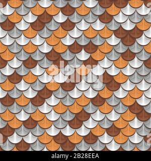 Scale di pesce poligonali colorate e senza cuciture. Un campione di modelli di scale di pesce per il design del confezionamento, l'identità aziendale o il tessuto. Illustrazione del vettore Illustrazione Vettoriale