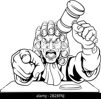 Giudice arrabbiato personaggio dei fumetti Illustrazione Vettoriale