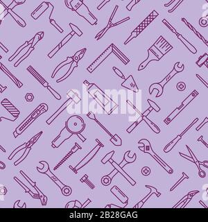 Un modello senza cuciture di vari utensili per la costruzione Illustrazione Vettoriale