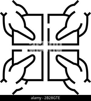 Icona della linea Azionisti, simbolo concettuale, illustrazione del vettore di contorno, simbolo lineare. Illustrazione Vettoriale