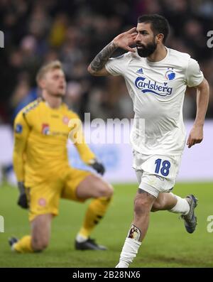 Copenaghen, Danimarca. 1st Mar, 2020. Michael Santos, FC Copenhagen ha scoret to1-0 durante la Superleague soccer tra il FC Copenhagen e l'AAB a Telia Parken, Copenhagen, Danimarca. Credito: Lars Moeller/Zuma Wire/Alamy Live News Foto Stock