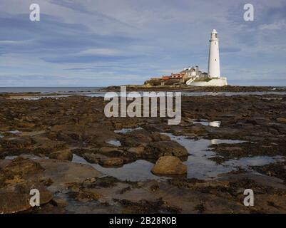 Faro Di St Mary Whitley Bay Northumberland Foto Stock