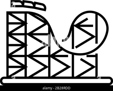 Icona della linea delle montagne russe, simbolo concettuale, illustrazione vettoriale del contorno, simbolo lineare. Illustrazione Vettoriale