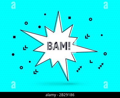 Bam discorso bolla banner pop art stile di memphis Illustrazione Vettoriale