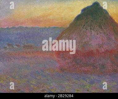 Grainstack alla Luce Del Sole (1891) Pittura di Claude Monet - altissima risoluzione e qualità dell'immagine Foto Stock