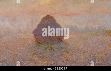 Grainstack, Sun in the Mist (1891) Pittura di Claude Monet - altissima risoluzione e qualità dell'immagine Foto Stock