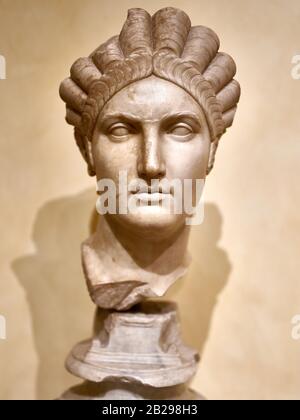 Musei Capitolini, Roma, Italia - busto di marmo di Salonina Matidia, nipote dell'Imperatore Traiano e suocera dell'Imperatore Adriano Foto Stock