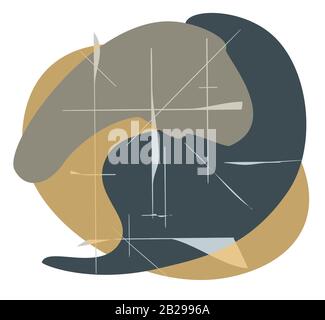 Composizione vettoriale di forme geometriche e linee in stile surrealismo Illustrazione Vettoriale