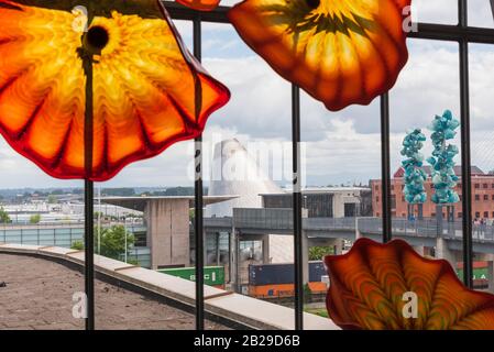La Union Station di Tacoma è stata restaurata e trasformata in tribunale federale. Ospita una collezione di arte vetrosa Dale Chihuly Foto Stock