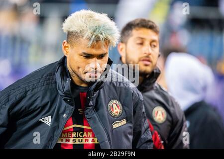 Atlanta United Forward Josef Martinez (7) durante la partita di calcio MLS tra Atlanta United e Nashville SC al Nissan Stadium sabato 29 febbraio 2020 a Nashville, Tennessee. Jacob Kupferman/CSM Foto Stock