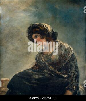 La Milkmaid di Bordeaux (circa 1827) Pittura di Francisco Goya - altissima risoluzione e qualità dell'immagine Foto Stock