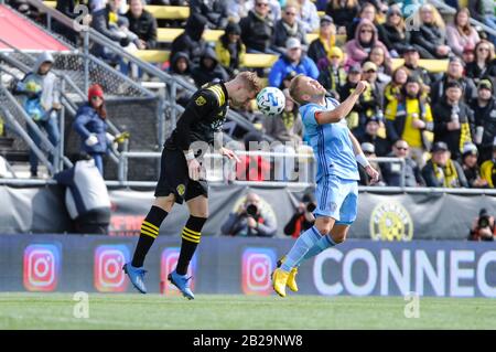 Columbus, Ohio, Stati Uniti. 1st Mar 2020. Domenica 01 marzo 2020: ''' nella seconda metà della partita tra il New York City FC e Columbus Crew SC al MAPFRE Stadium, a Columbus OH. Carta Fotografica Obbligatoria: Dorn Byg/Cal Sport Media. New York City Fc 0 - Columbus Crew Sc 0 Credit: Cal Sport Media/Alamy Live News Foto Stock