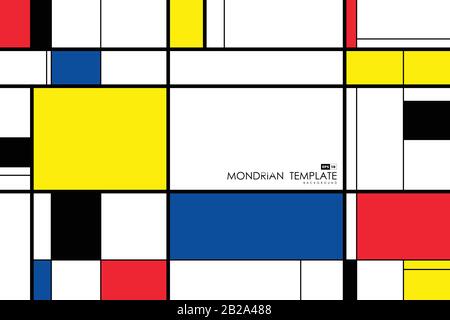 Astratto mondrian modello disegno retrò sfondo. Da utilizzare per poster, inserzioni, grafica, progettazione di modelli, stampa, presentazione. Vettore di illustrazione eps Illustrazione Vettoriale