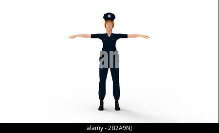 3D rendering di un agente di polizia generato dal computer isolato Foto Stock