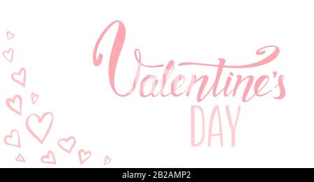 San Valentino doodle testo Scritto A Mano. Scritta romantica disegnata a mano. Disegno per poster, banner o biglietti d'invito. Illustrazione del vettore Illustrazione Vettoriale
