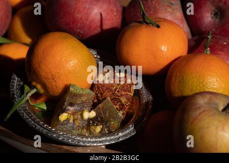 Pistacchio locum, dolce delizia orientale vista ravvicinata Foto Stock