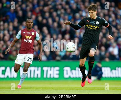 LONDRA, REGNO UNITO. 01 Marzo John Stones di Manchester City durante la finale della Carabao Cup tra l'Aston Villa e la Manchester City allo Stadio di Wembley, lo Foto Stock