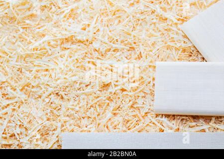 Sfondo di riccioli d'oro di trucioli di legno Foto Stock