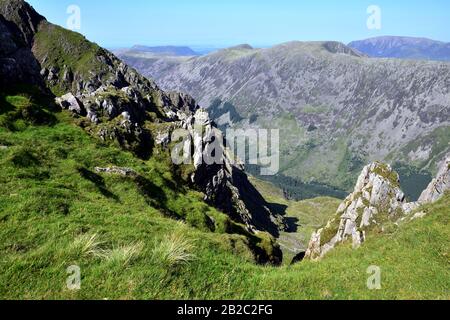 Si affaccia sulla Ennerdale Valley da Pillar Foto Stock