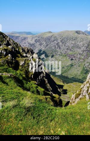 Si affaccia sulla Ennerdale Valley da Pillar Foto Stock